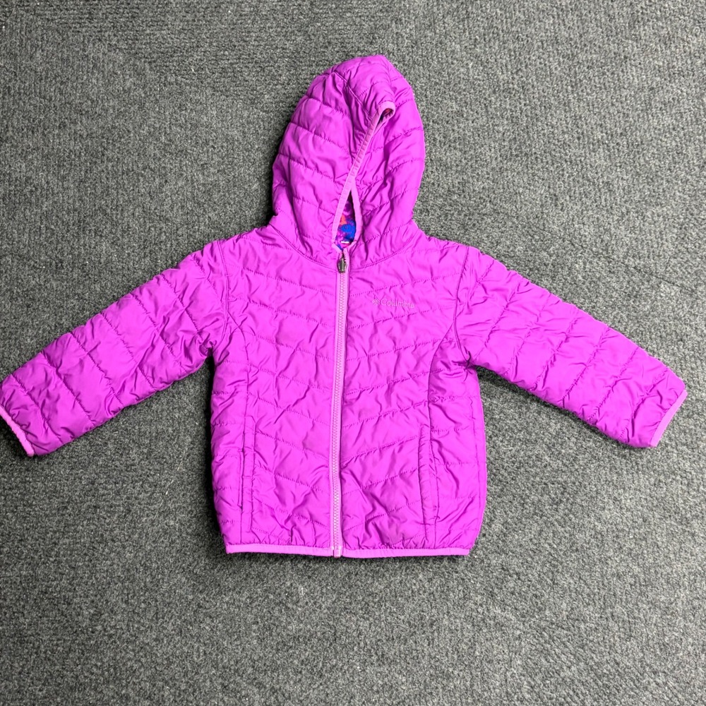 Columbia Girls Purple Hooded Puffer Jacket Fleece Lined Quilted Full Zip Coat